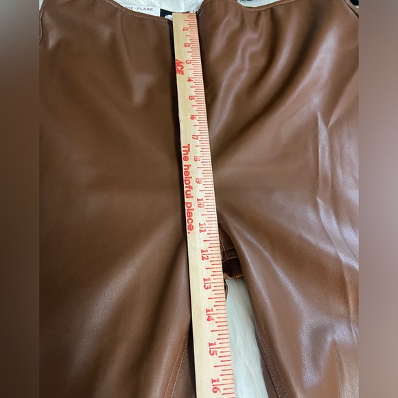 NWT Tinseltown Sz XL Brown Faux Leather High Rise Flare Legs Women’s Pants - Picture 4 of 11